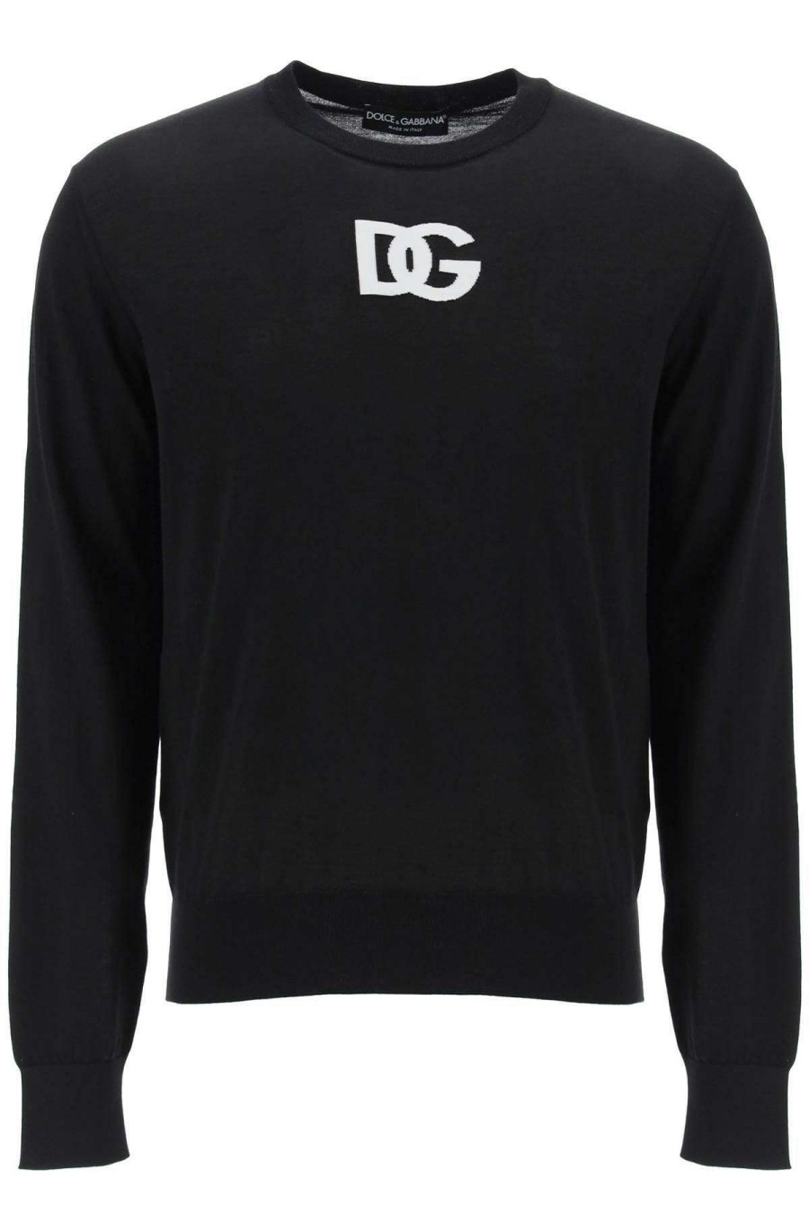 Men * | Wool-Blend Sweater With Logo Dolce & Gabbana Best Sale Black