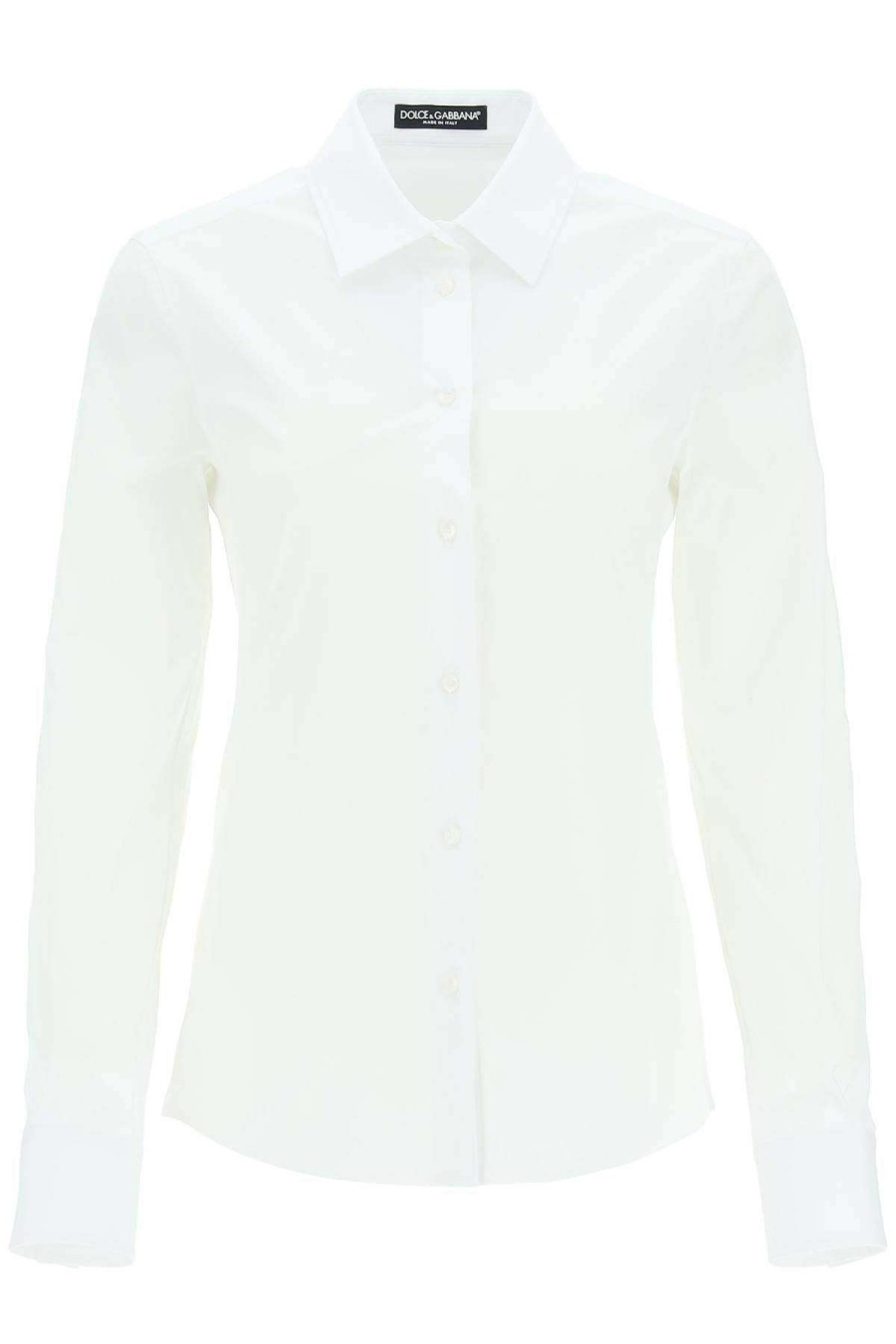 Women * | Slim-Fit Stretch Poplin Shirt Dolce & Gabbana Attractive White