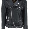 Women * | Leather Biker Jacket With Studs Dolce & Gabbana Tendy Style Black