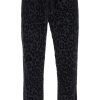 Men * | Flocked Leopard Joggers Dolce & Gabbana Hot Selling Black