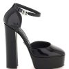 Women * | Polished Leather Platform Pumps Dolce & Gabbana Large Choice Black