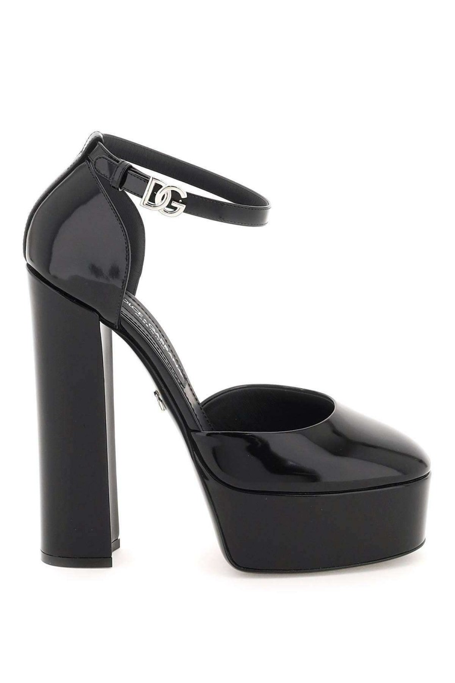 Women * | Polished Leather Platform Pumps Dolce & Gabbana Large Choice Black