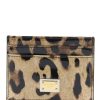 Women * | Leopard Print Leather Cardholder Dolce & Gabbana Online Sales Beige/Black