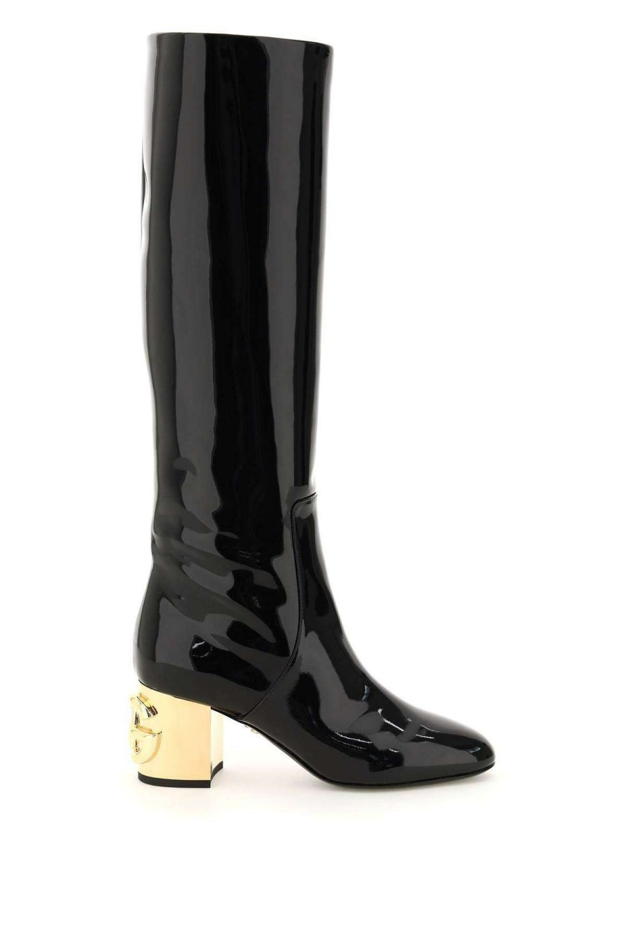 Women * | Patent Leather Boots With Dg Karol Heel Dolce & Gabbana Top Sellers Black