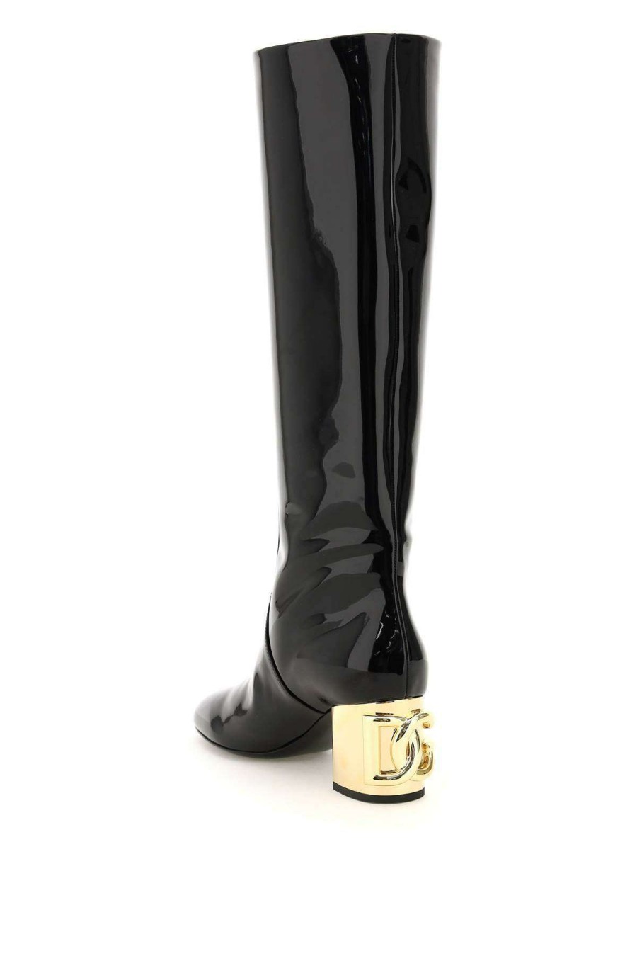 Women * | Patent Leather Boots With Dg Karol Heel Dolce & Gabbana Top Sellers Black