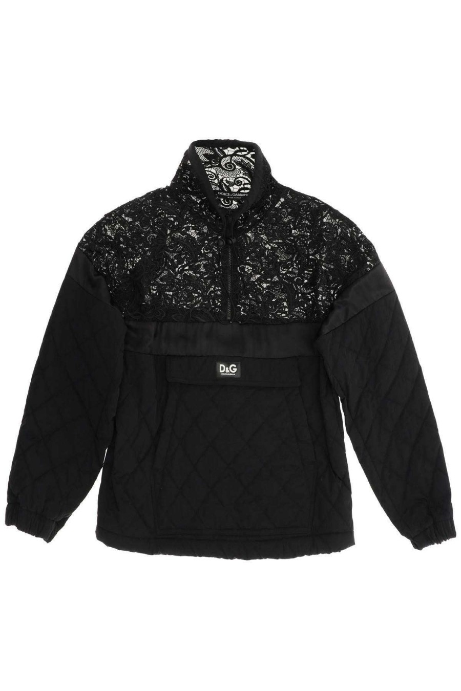 Women * | Anorak Sweatshirt With Lace Dolce & Gabbana Outlet Black