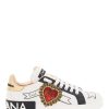 Women * | Portofino Sneakers With Dg Heart Dolce & Gabbana Online Sales White/Black/Red