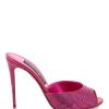 Women * | Satin Mules With Rhinestones Dolce & Gabbana Attractive Fuchsia