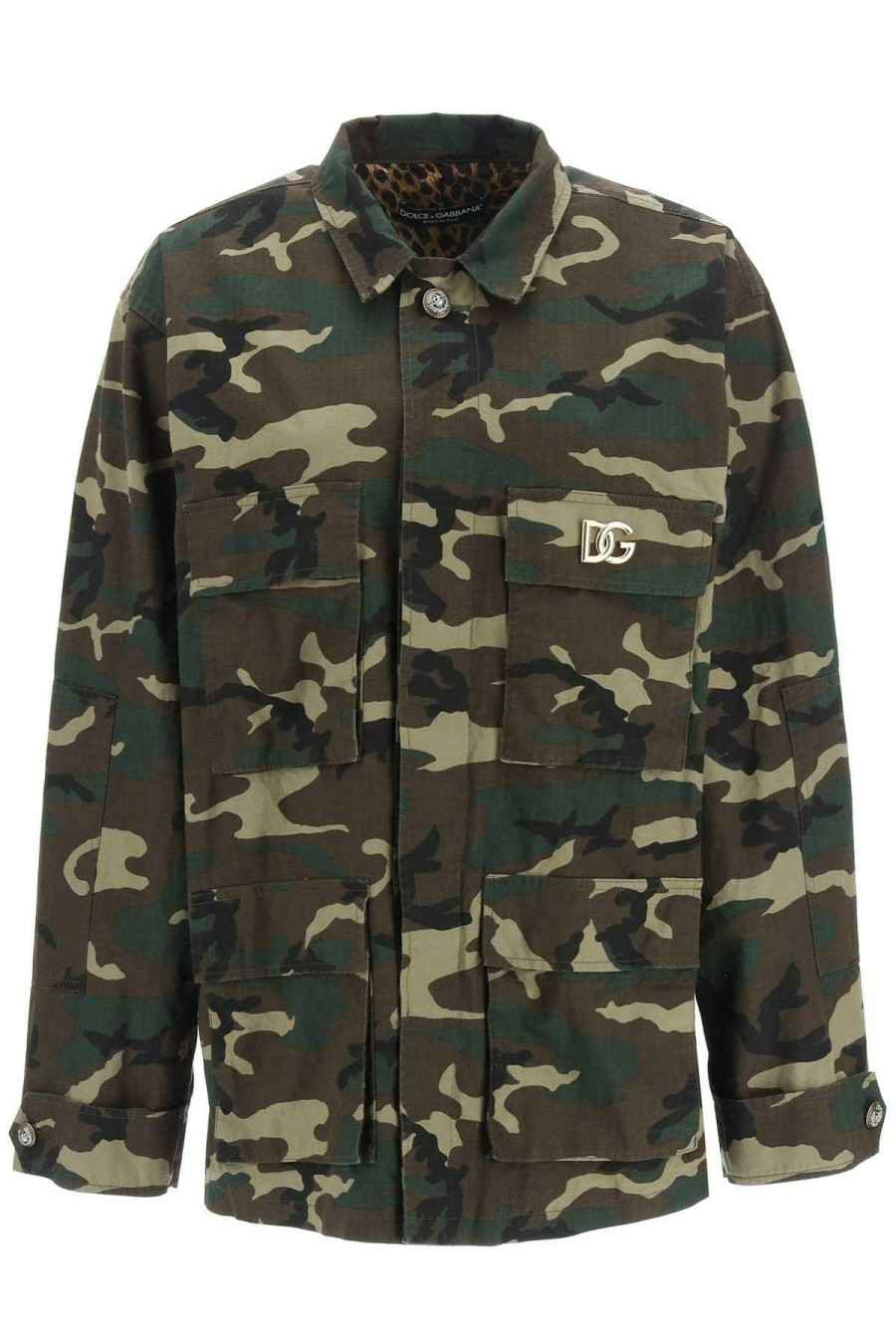 Women * | Camouflage Cotton Safari Jacket Dolce & Gabbana Excellent Quality Green/Brown/Khaki