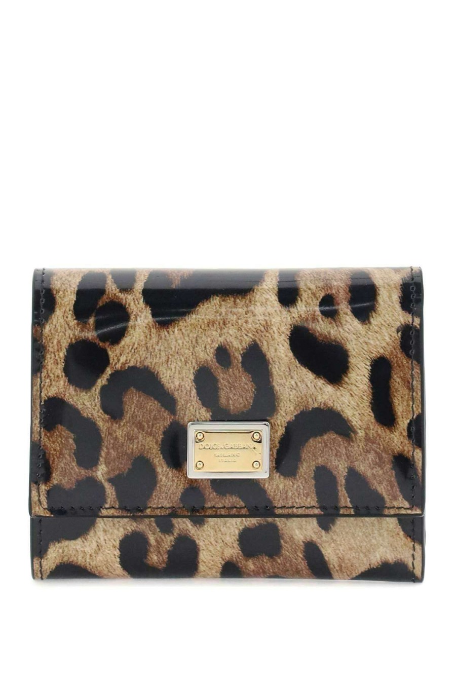 Women * | Leopard Print Leather Wallet Dolce & Gabbana Bargain Sale Beige/Black