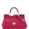 Women * | Small Sicily Bag In Dauphine Leather Dolce & Gabbana 100% Guarantee Fuchsia