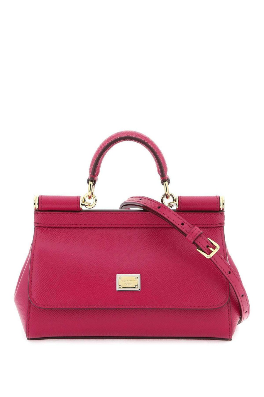 Women * | Small Sicily Bag In Dauphine Leather Dolce & Gabbana 100% Guarantee Fuchsia