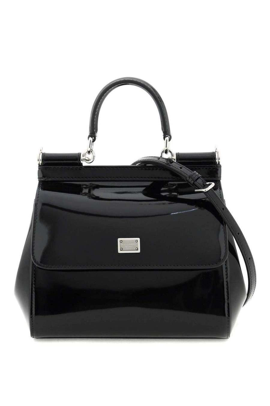 Women * | Patent Leather 'Sicily' Handbag Dolce & Gabbana Large Choice Black