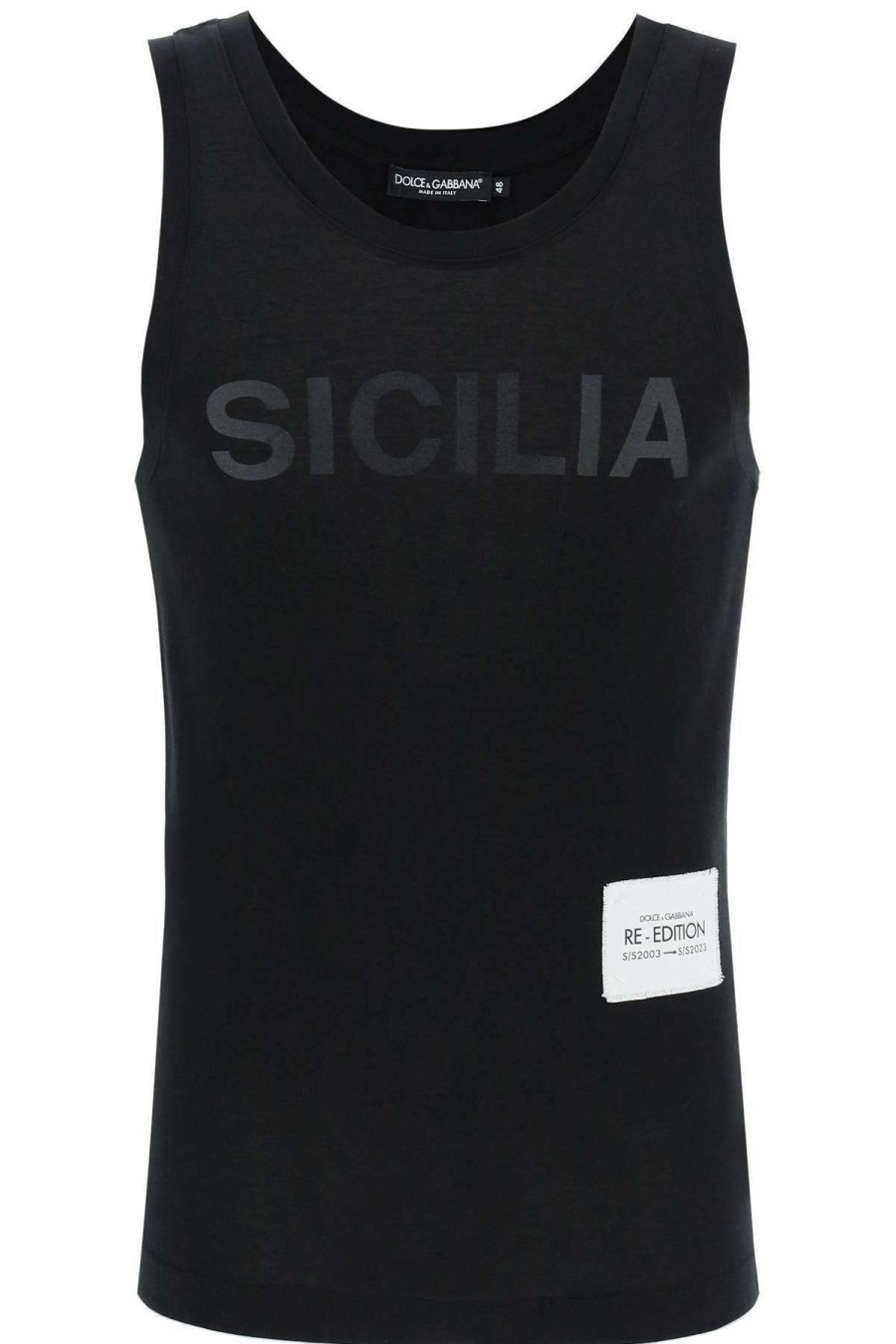 Men * | Sicilia Print Re-Edition Tank Top Dolce & Gabbana Large Choice Black