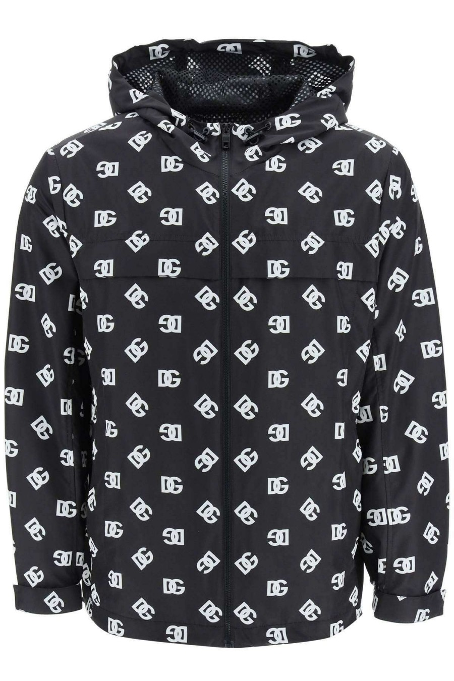 Men * | Dg Logo Hooded Windbreaker Dolce & Gabbana Special Style Black