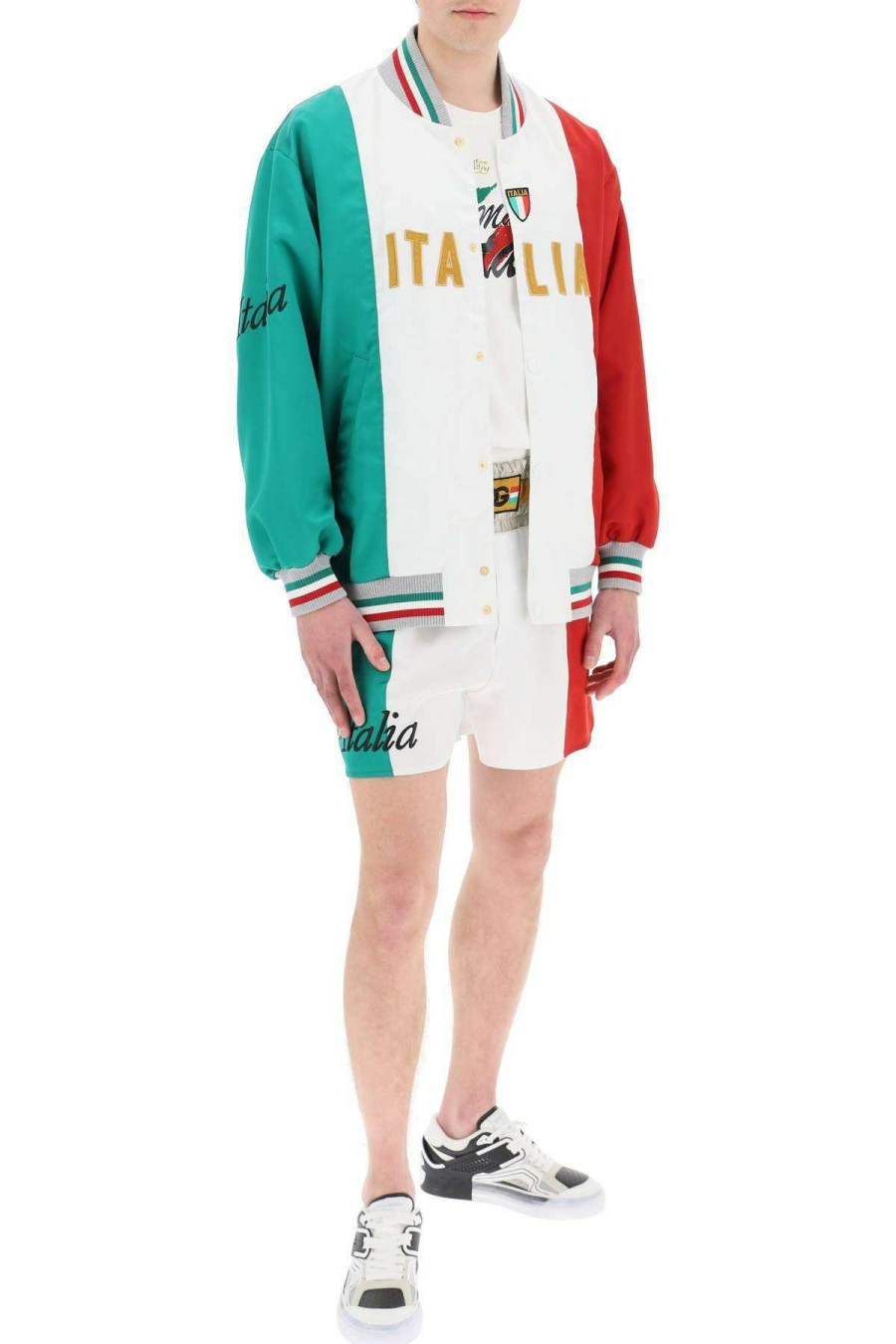 Men * | Italian Flag Shorts Dolce & Gabbana Good Quality Green/White/Red