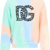 Men * | Tie-Dye Sweatshirt With Logo Dolce & Gabbana Shop Pink/Green/Light Blue