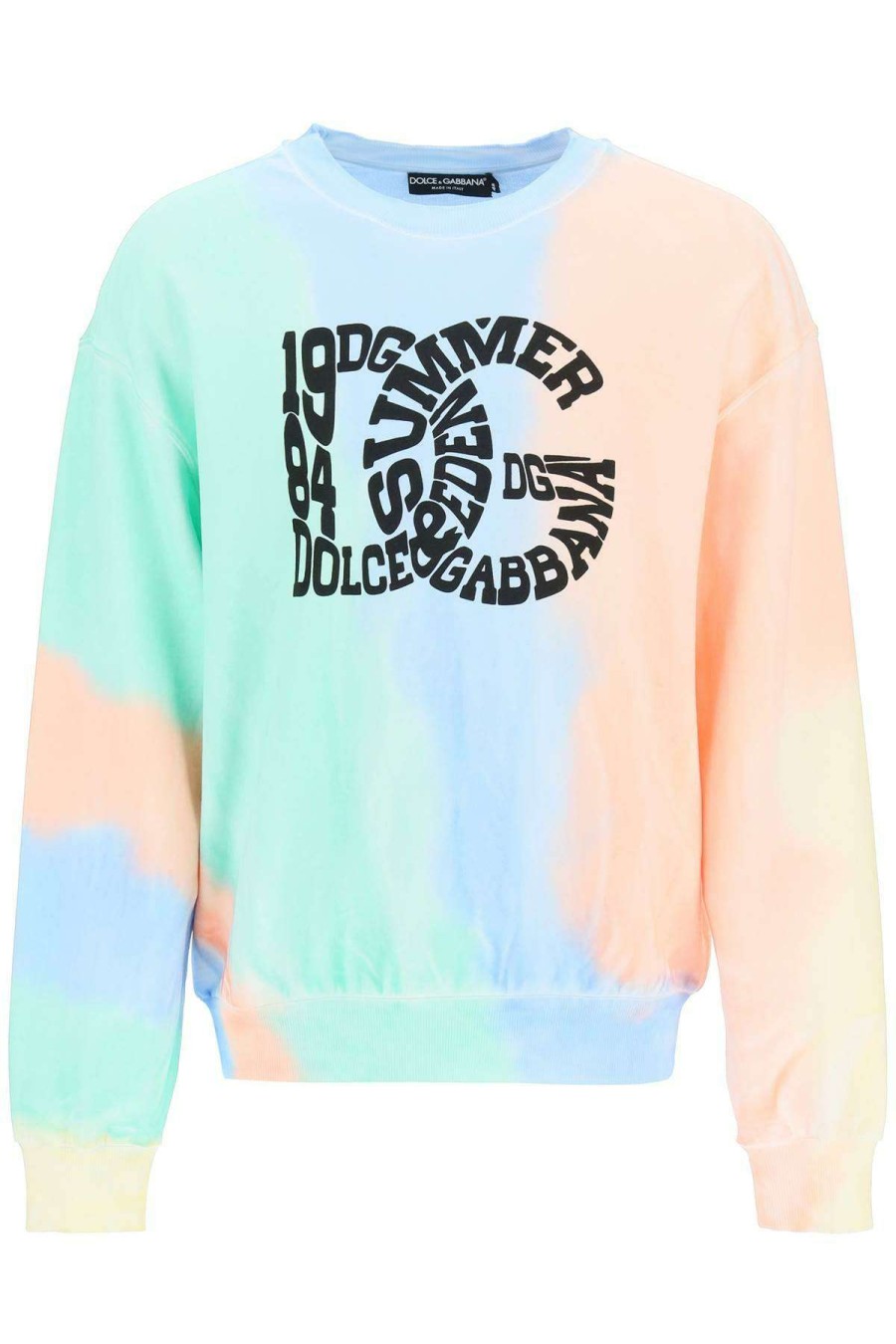 Men * | Tie-Dye Sweatshirt With Logo Dolce & Gabbana Shop Pink/Green/Light Blue