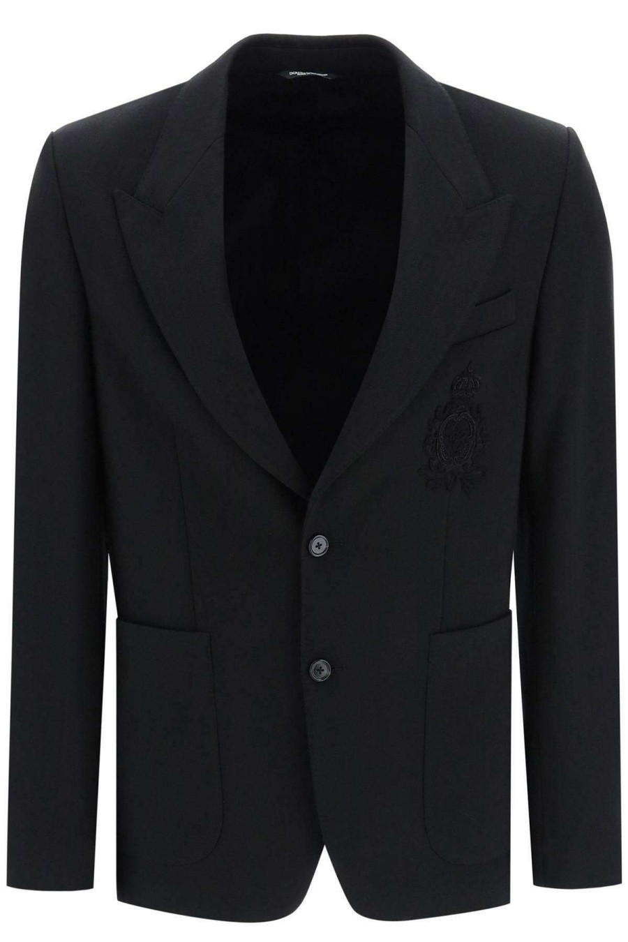 Men * | Stretch Jersey Jacket With Heraldic Dg Patch Dolce & Gabbana Discounts Black