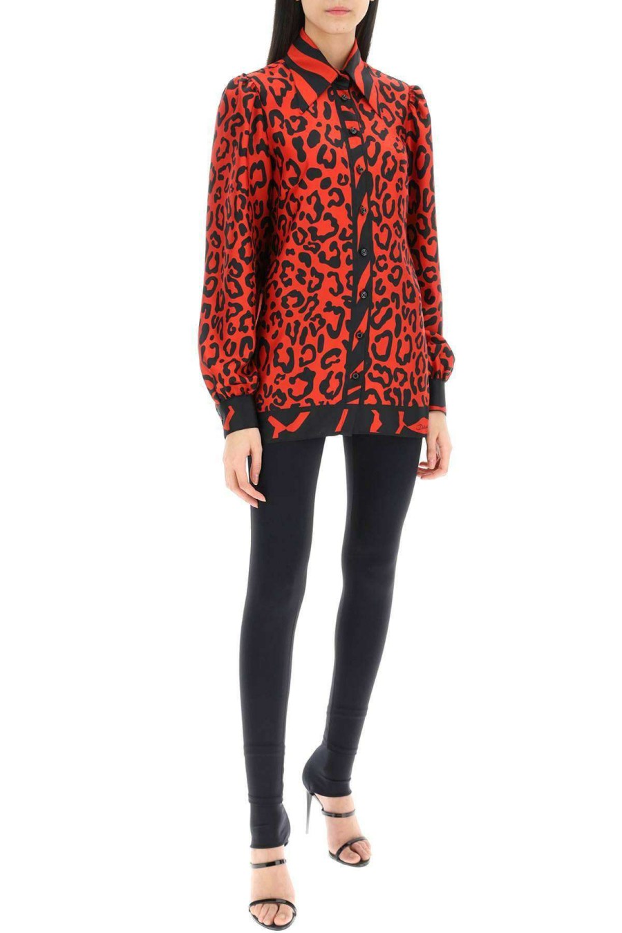 Women * | Leopard And Zebra Print Silk Shirt Dolce & Gabbana Hot Selling Black/Red