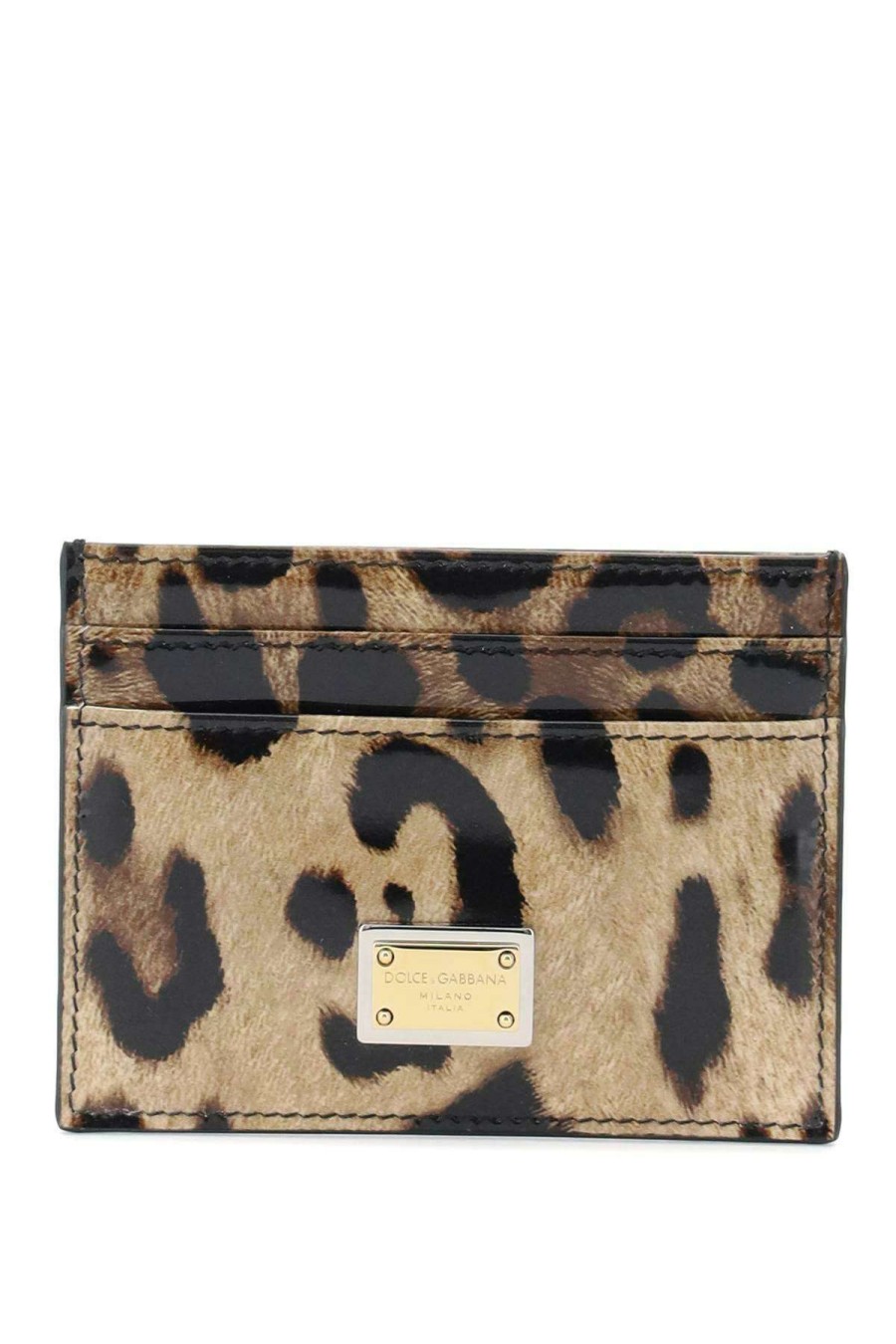 Women * | Leopard Print Leather Cardholder Dolce & Gabbana Hot Selling Beige/Black