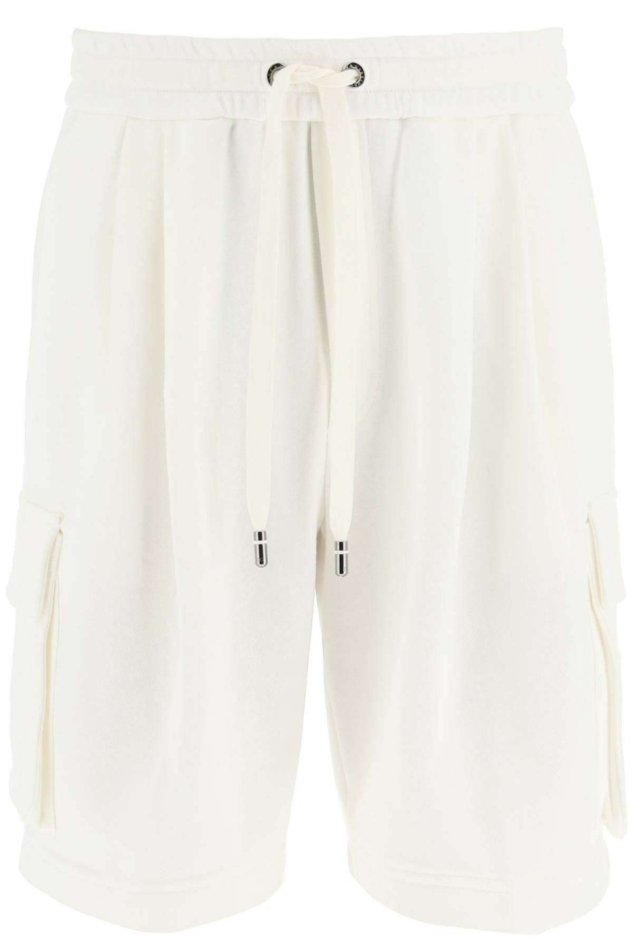 Men * | Embossed Dg Logo Sweatshorts Dolce & Gabbana Cheap Online White