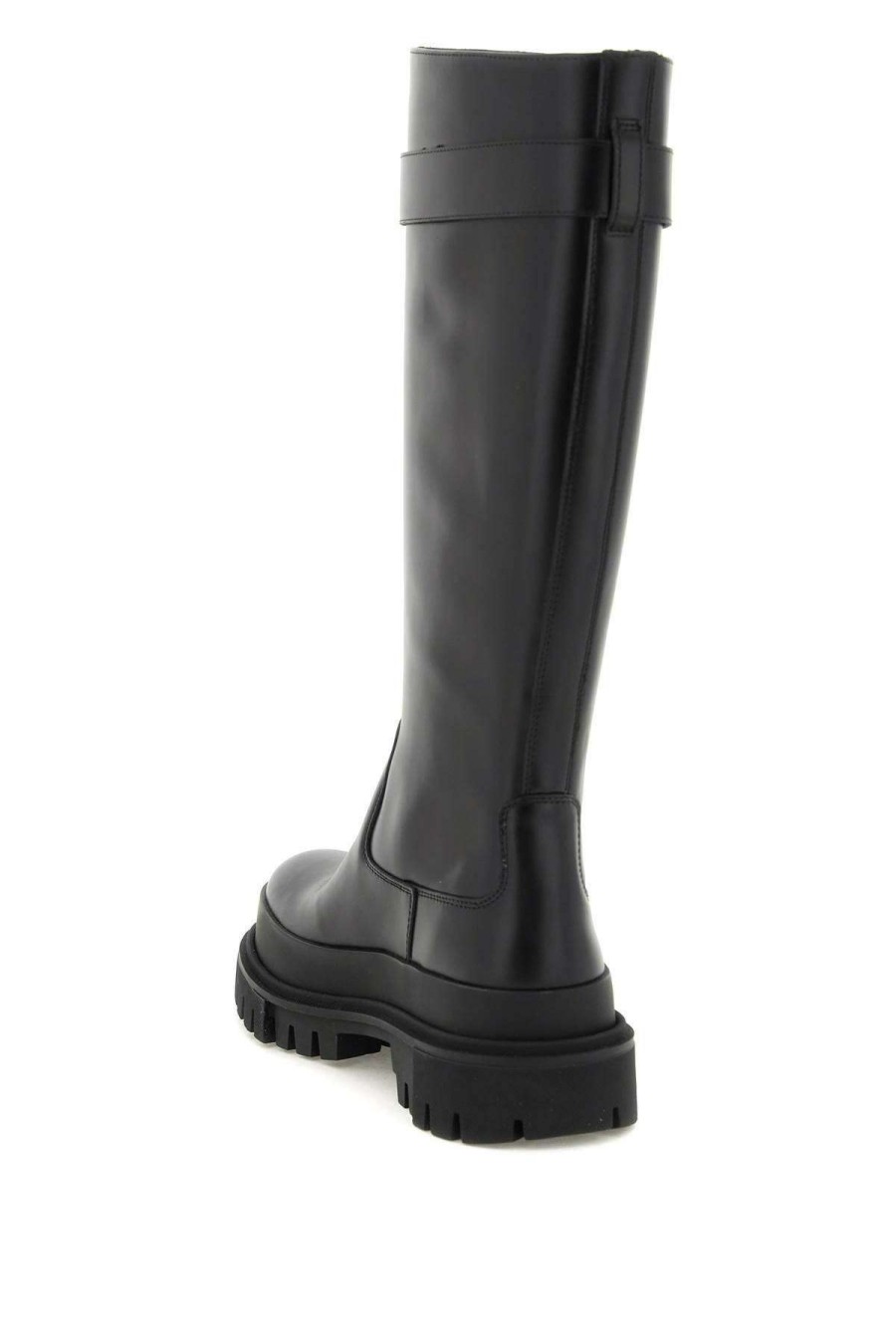 Women * | Leather Antik Boots With Branded Closure Dolce & Gabbana Excellent Quality Black