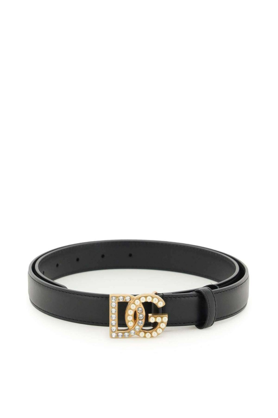 Women * | Leather Belt With Logo Buckle Dolce & Gabbana Hot Selling Black