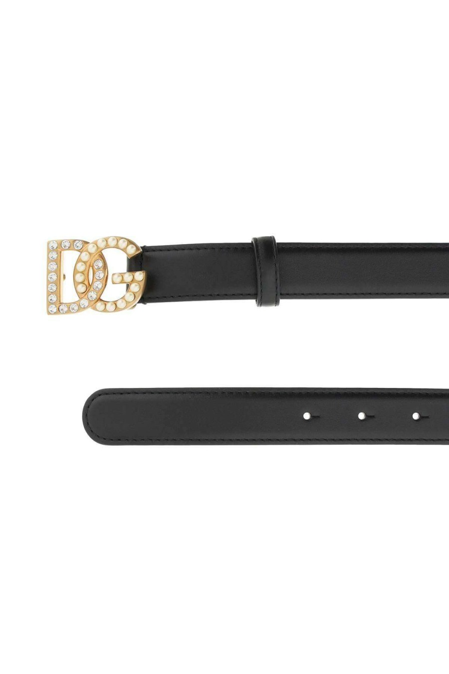 Women * | Leather Belt With Logo Buckle Dolce & Gabbana Hot Selling Black