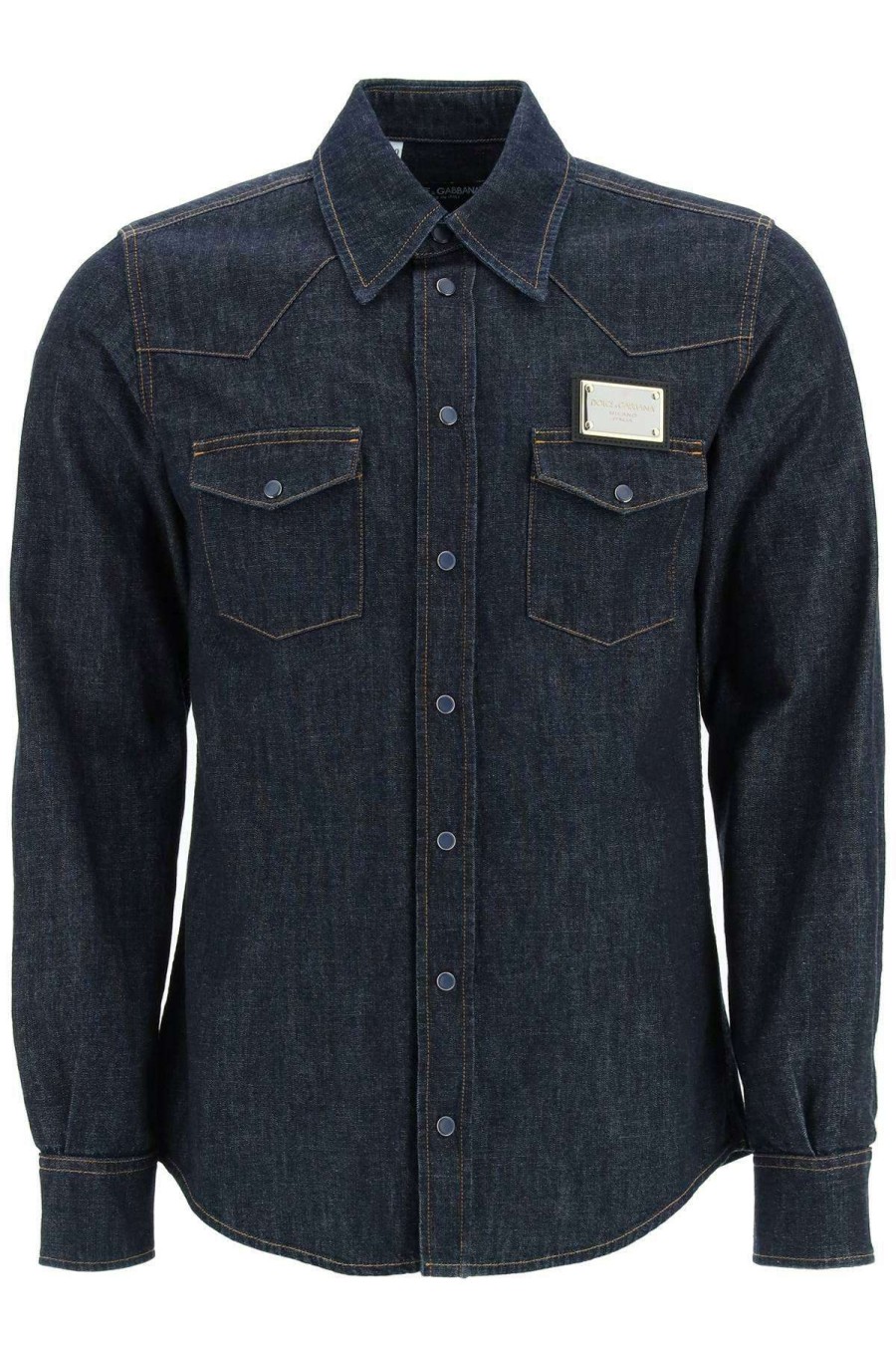 Men * | Western Denim Shirt Dolce & Gabbana Latest Blue