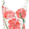 Women * | Carnation Print Cotton Bustier Top Dolce & Gabbana Online Store White/Fuchsia