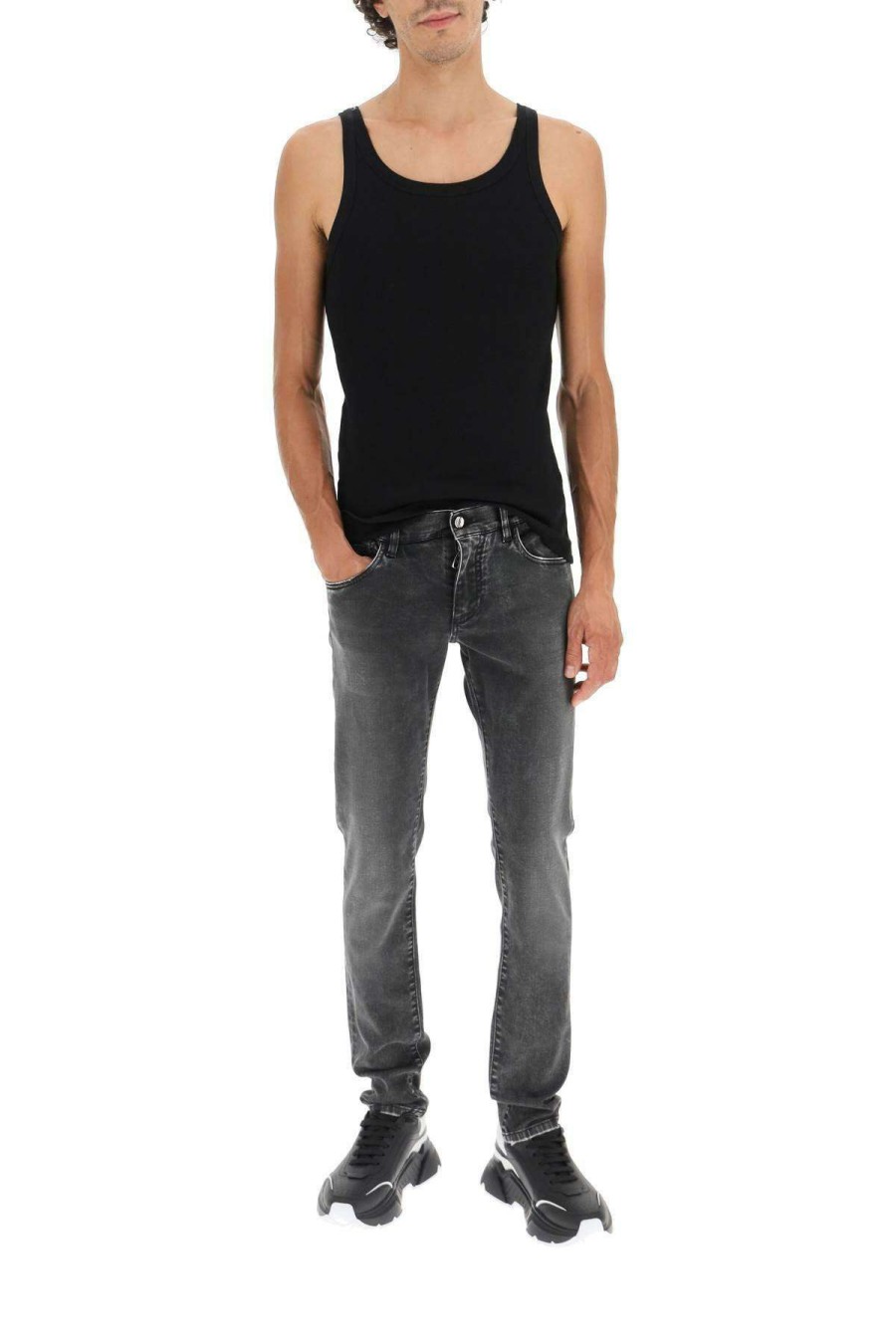 Men * | Stretch Skinny Jeans Dolce & Gabbana Bargain Sale Grey