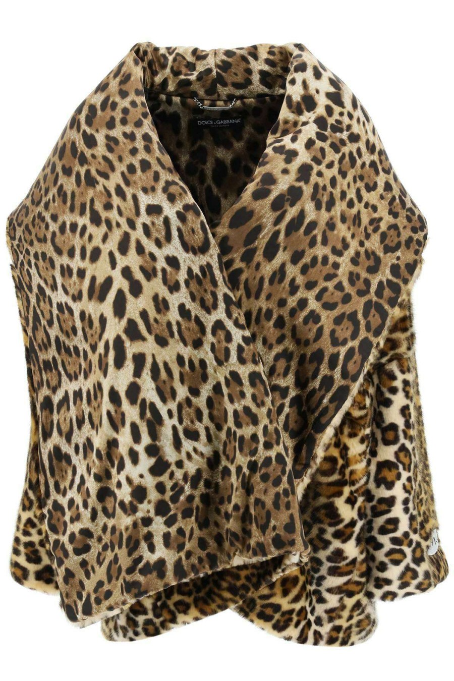 Women * | Leopard Print Faux Fur Cape Coat Dolce & Gabbana Exclusive Design Beige/Brown