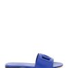 Women * | Leather Sliders With Logo Dolce & Gabbana Online Store Blue