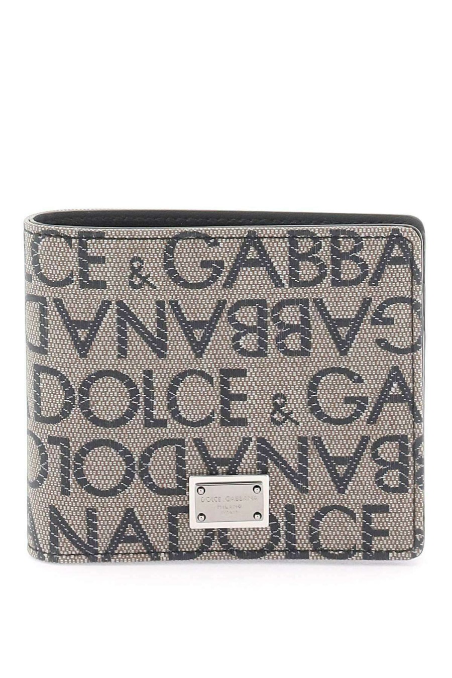 Men * | Jacquard Logo Bi-Fold Wallet Dolce & Gabbana Bestsellers Brown