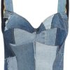 Women * | Patchwork Denim Bustier Top Dolce & Gabbana Store Blue