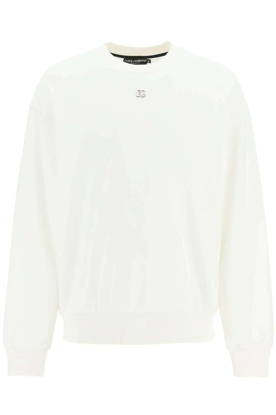 Men * | Sweatshirt With Logo Application Dolce & Gabbana Discounts White