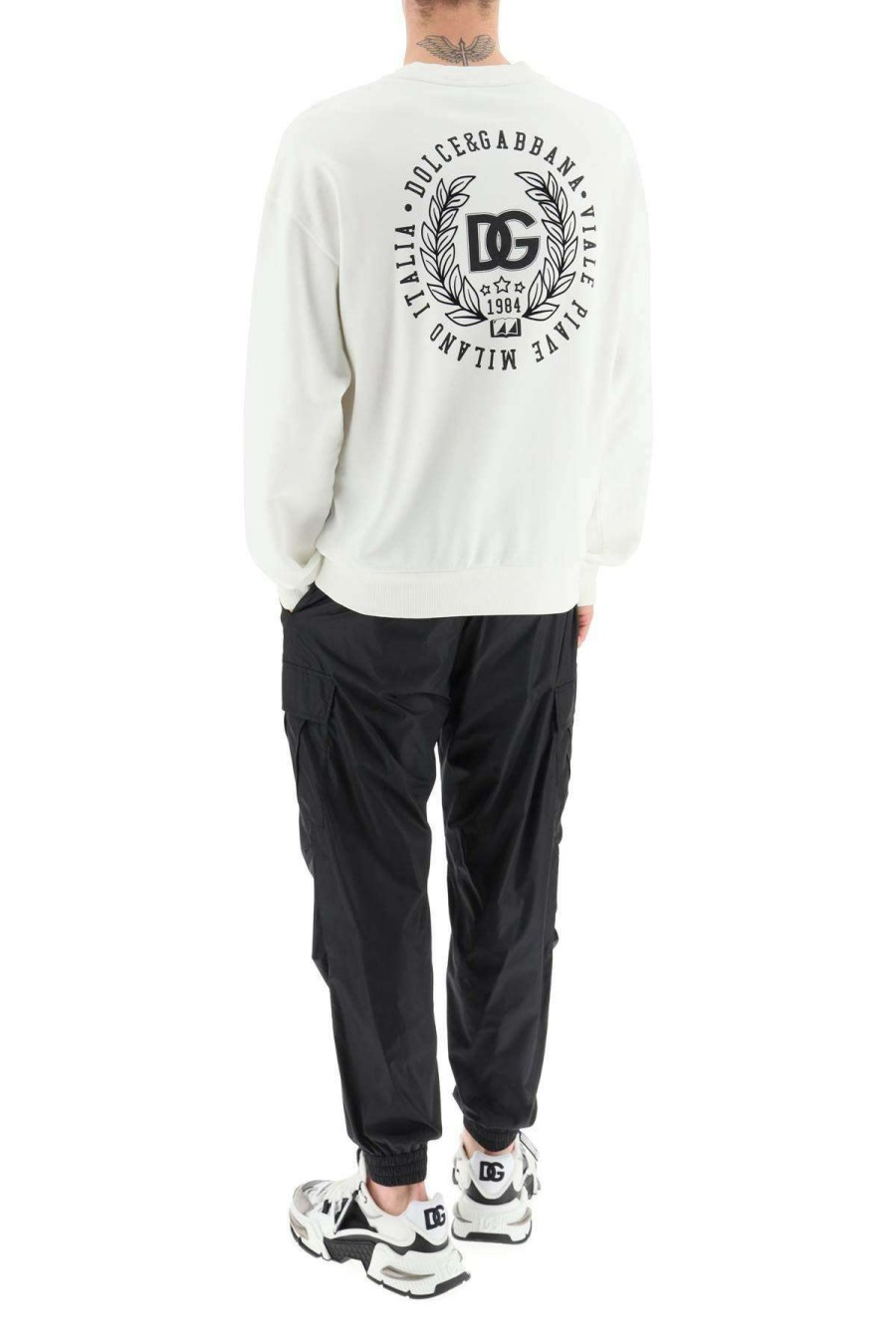 Men * | Sweatshirt With Logo Application Dolce & Gabbana Discounts White