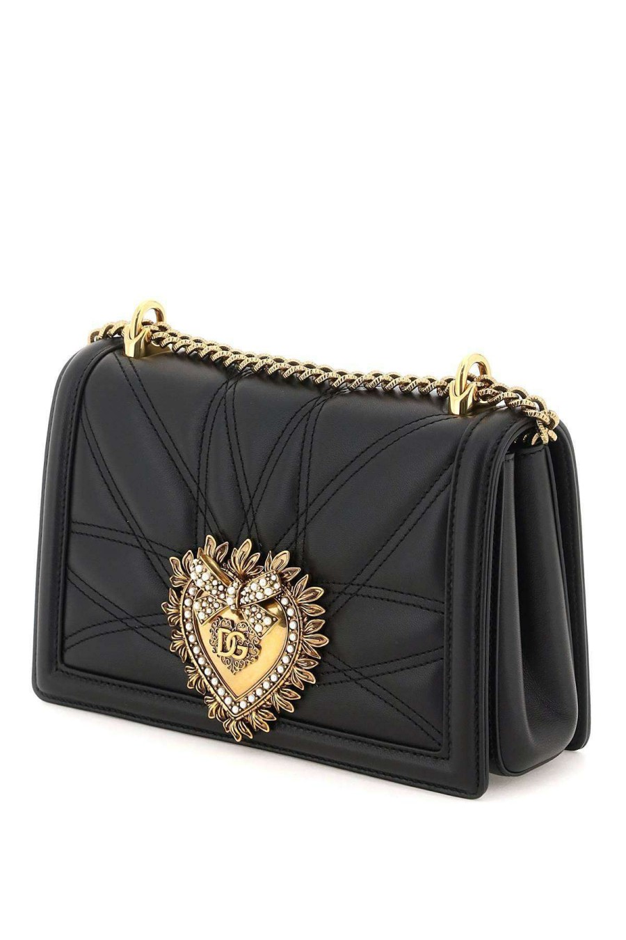 Women * | Medium 'Devotion' Bag In Quilted Nappa Leather Dolce & Gabbana Good Quality Black