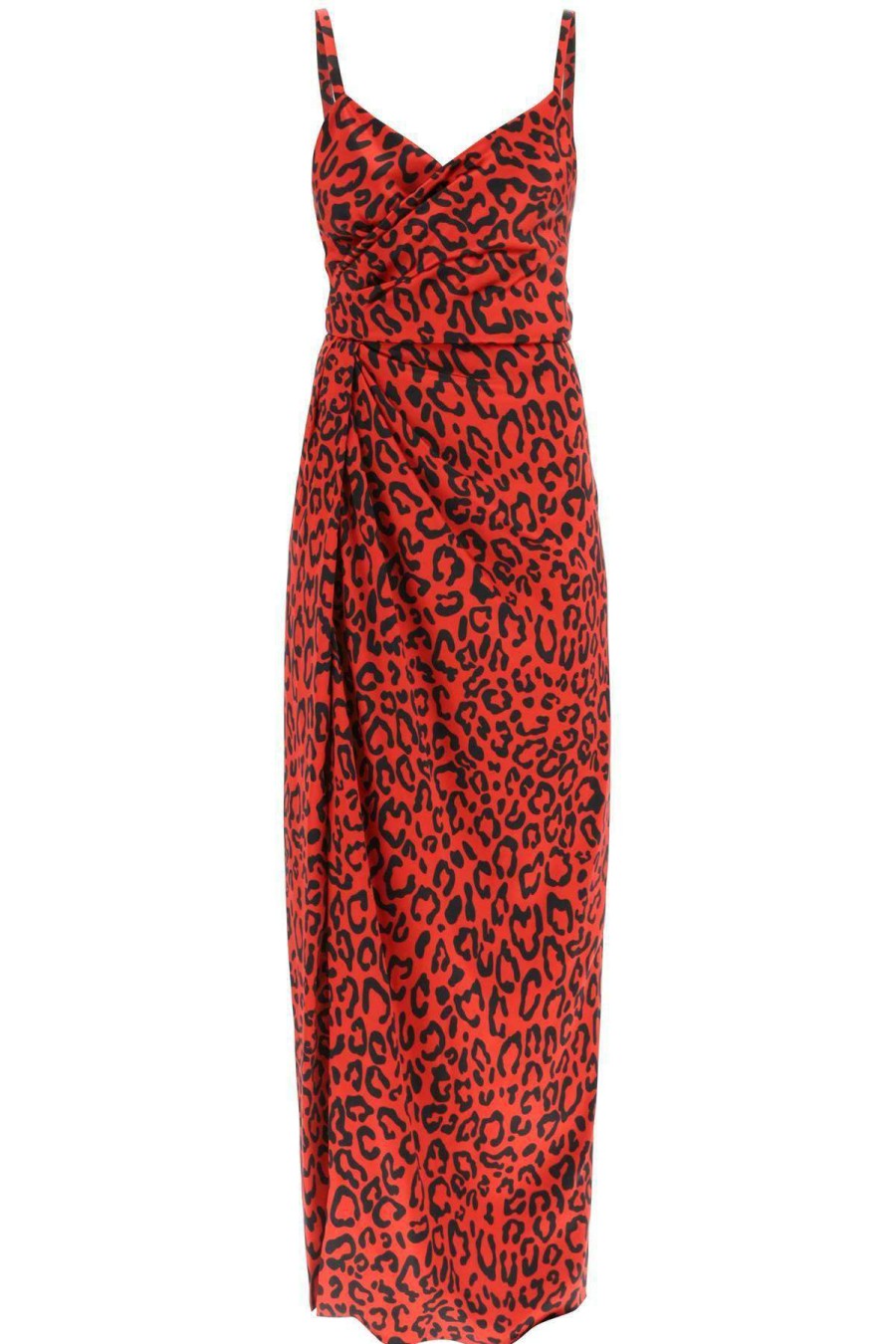 Women * | Silk Leopard Print Slip Dress Dolce & Gabbana Online Sales Red