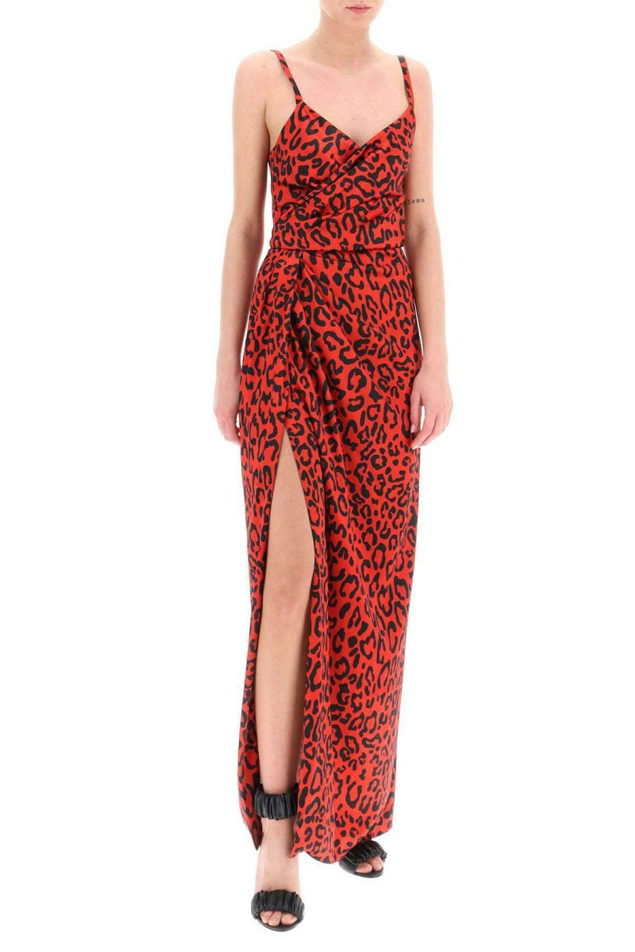 Women * | Silk Leopard Print Slip Dress Dolce & Gabbana Online Sales Red