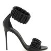 Women * | Ruffled Nappa Leather Sandals Dolce & Gabbana Hot Selling Black