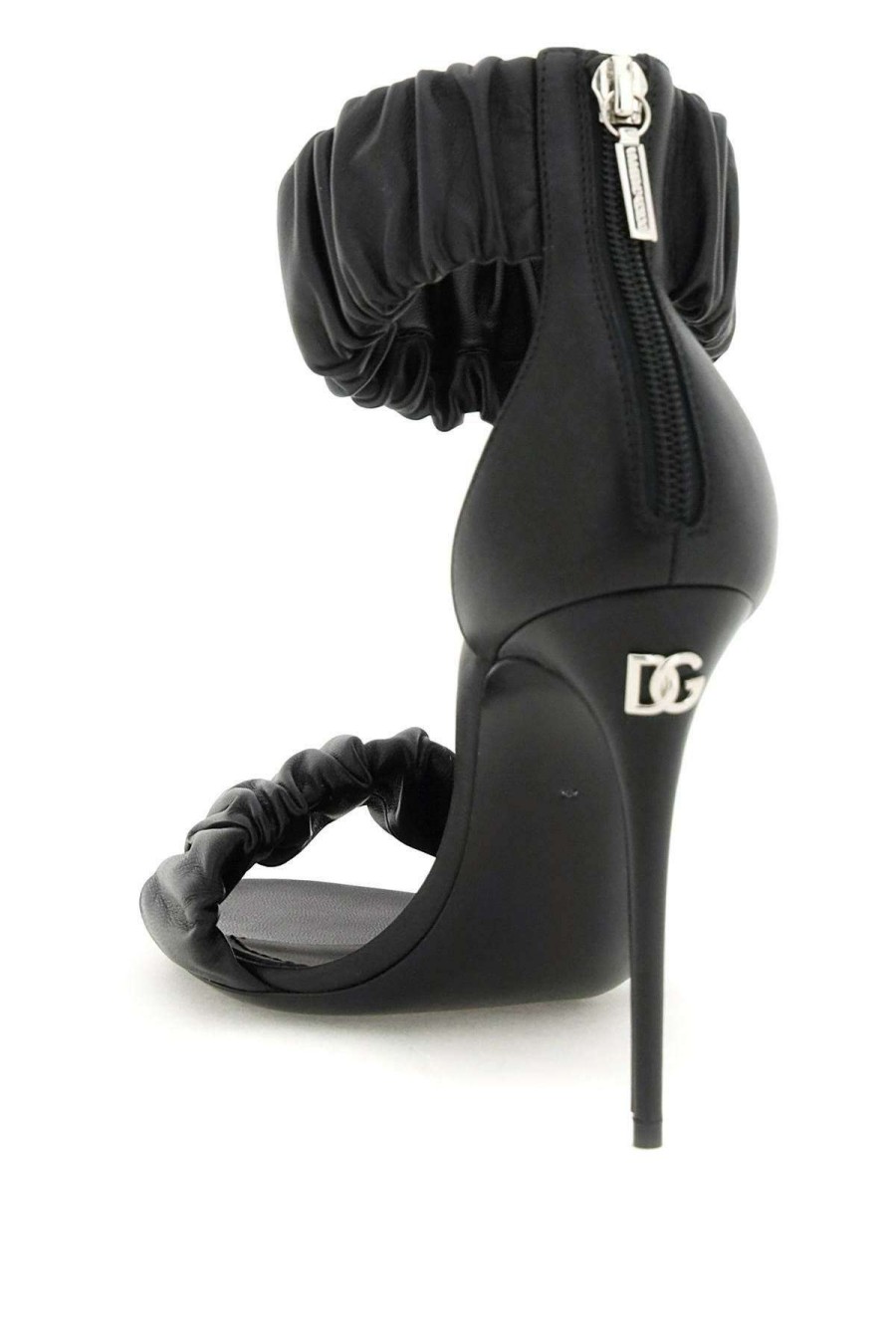 Women * | Ruffled Nappa Leather Sandals Dolce & Gabbana Hot Selling Black