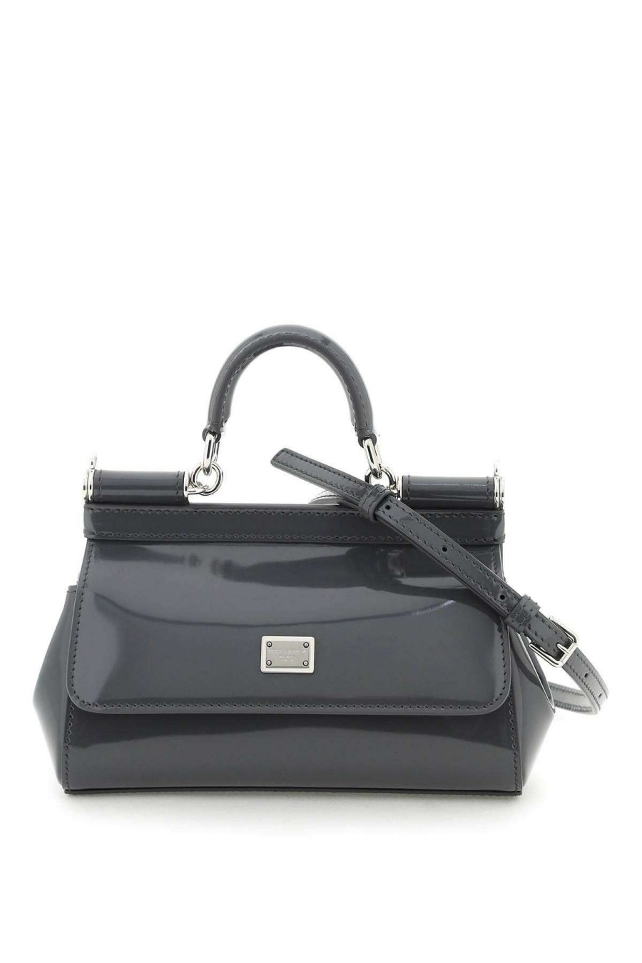 Women * | Patent Leather Small 'Sicily' Bag Dolce & Gabbana Outlet Grey