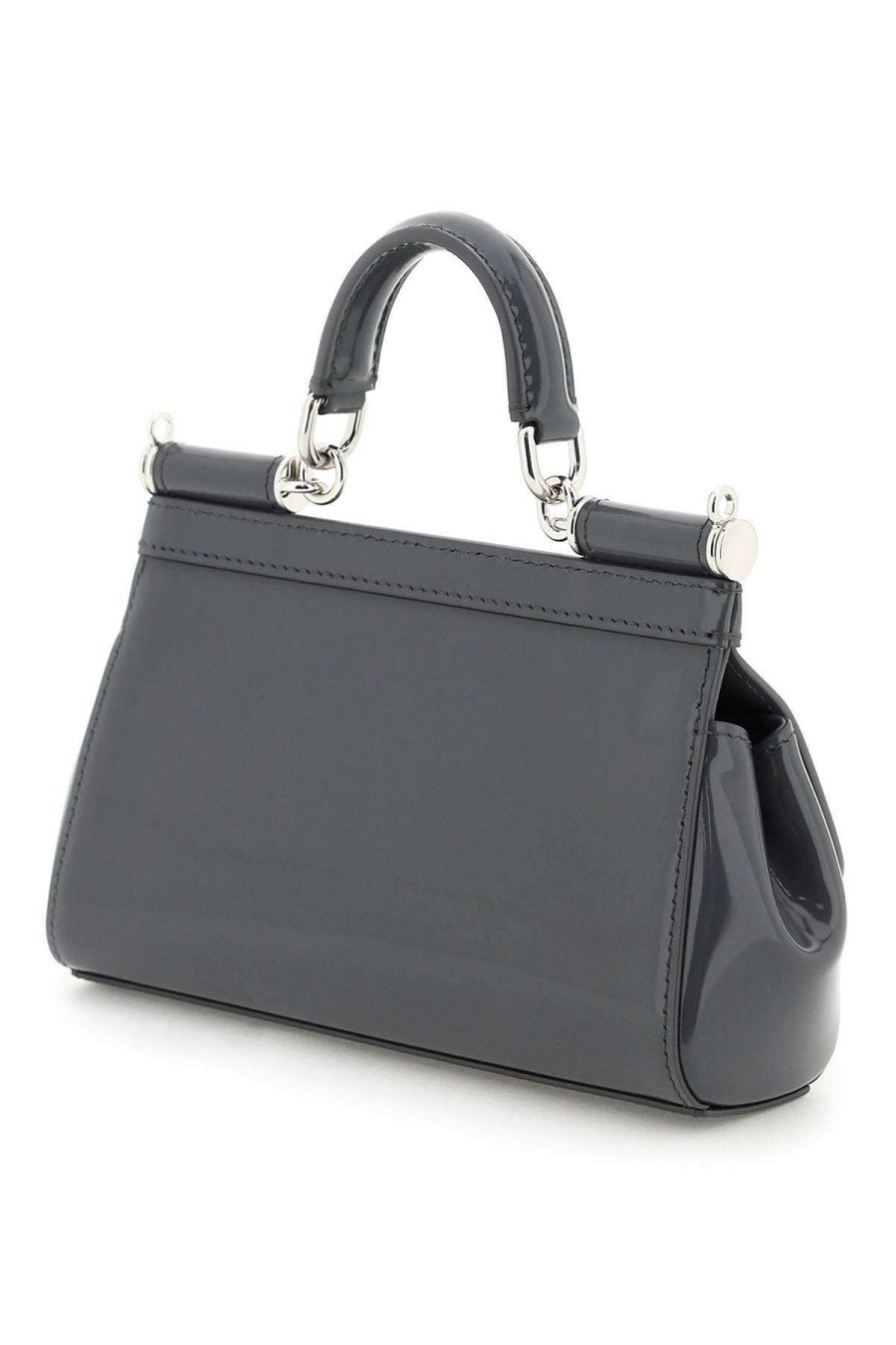 Women * | Patent Leather Small 'Sicily' Bag Dolce & Gabbana Outlet Grey