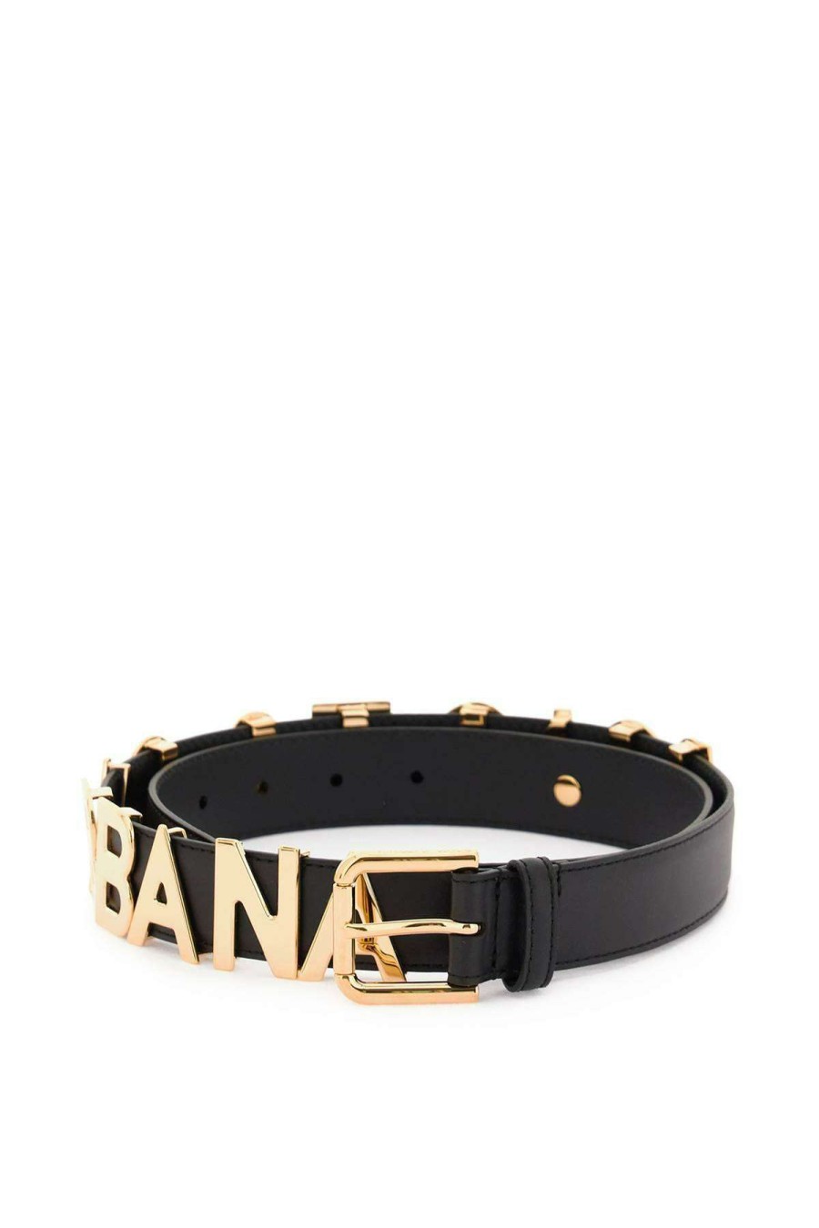 Women * | Lettering Logo Leather Belt Dolce & Gabbana Online Sales Black/Gold