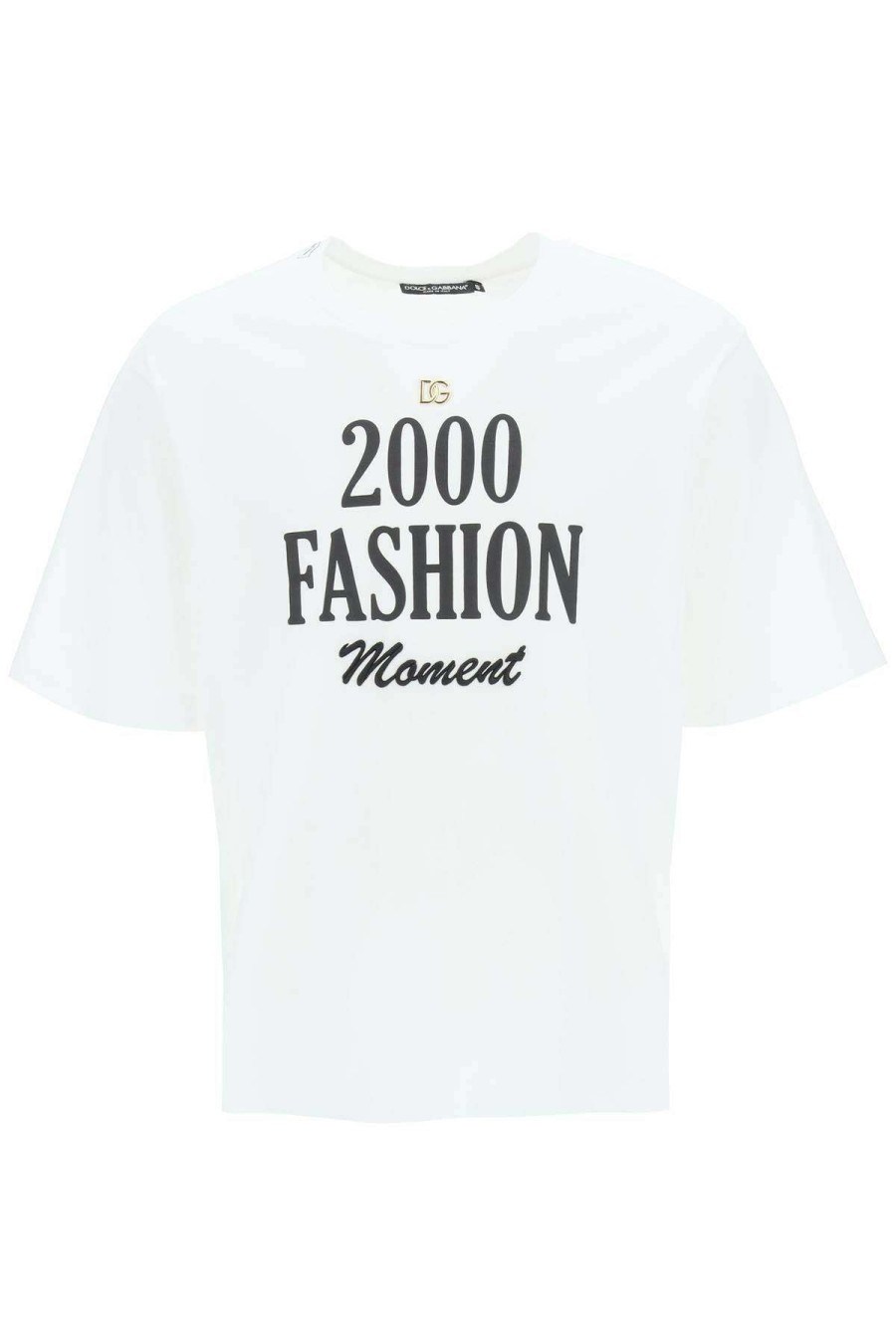 Men * | T-Shirt With Print And Dg Logo Dolce & Gabbana Online Sales White