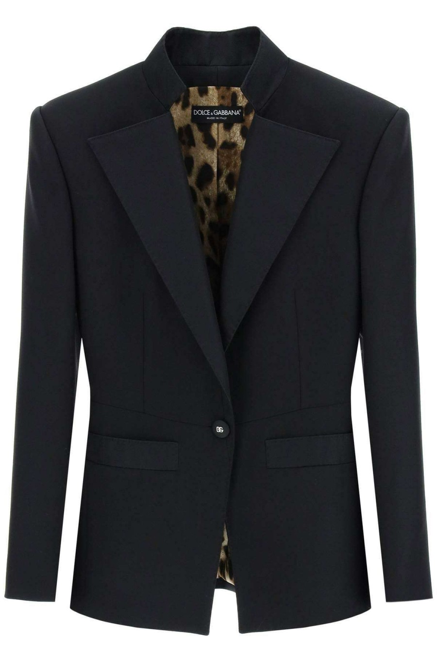 Women * | Wool Silk Tailored Jacket Dolce & Gabbana Excellent Quality Black