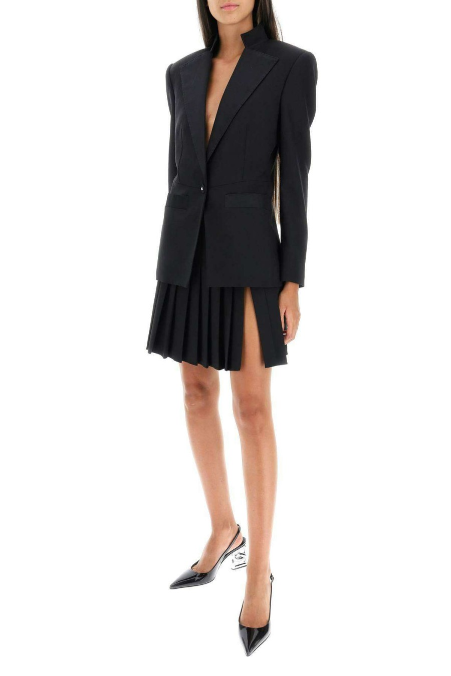 Women * | Wool Silk Tailored Jacket Dolce & Gabbana Excellent Quality Black