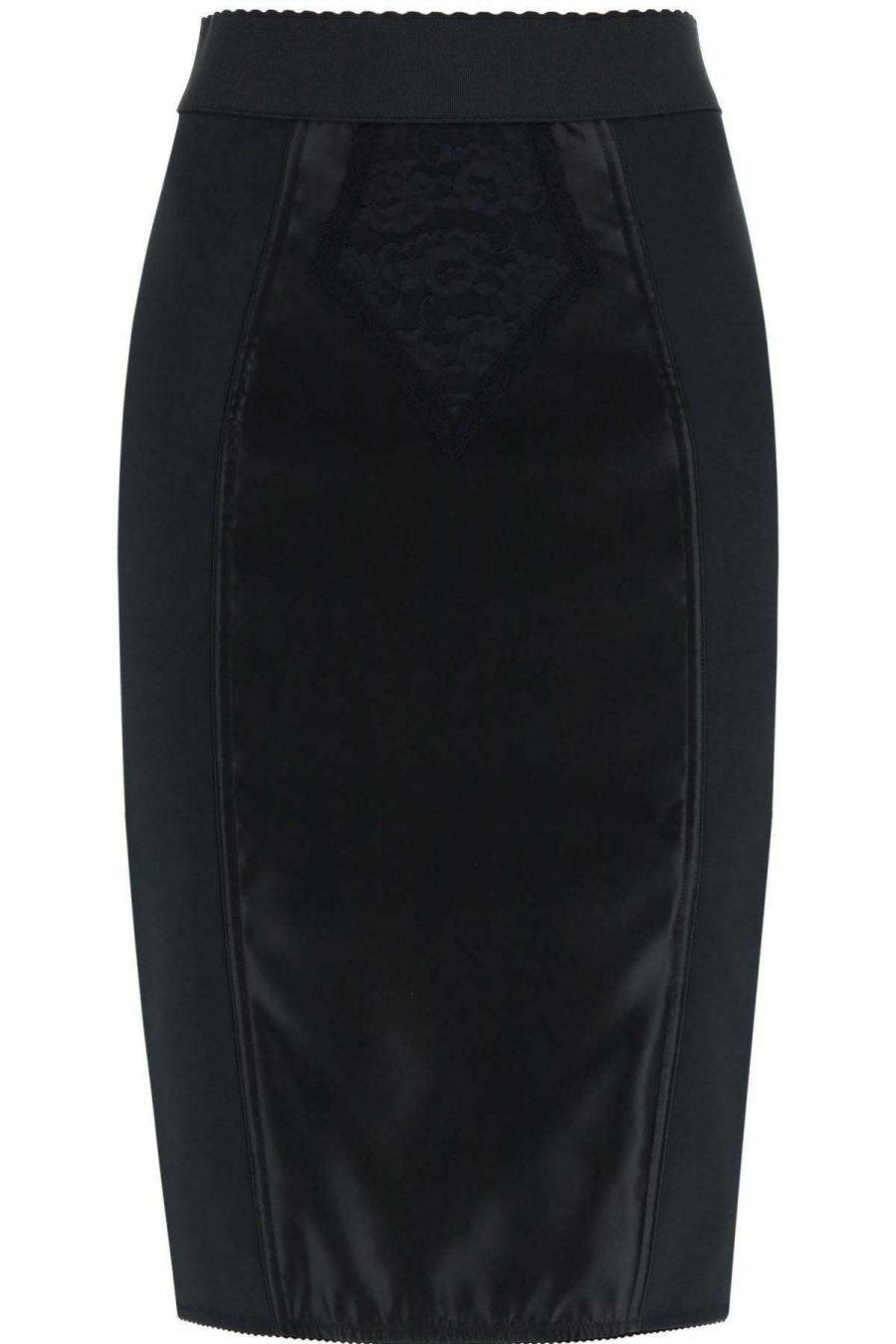 Women * | Powernet And Satin Midi Skirt Dolce & Gabbana Store Black